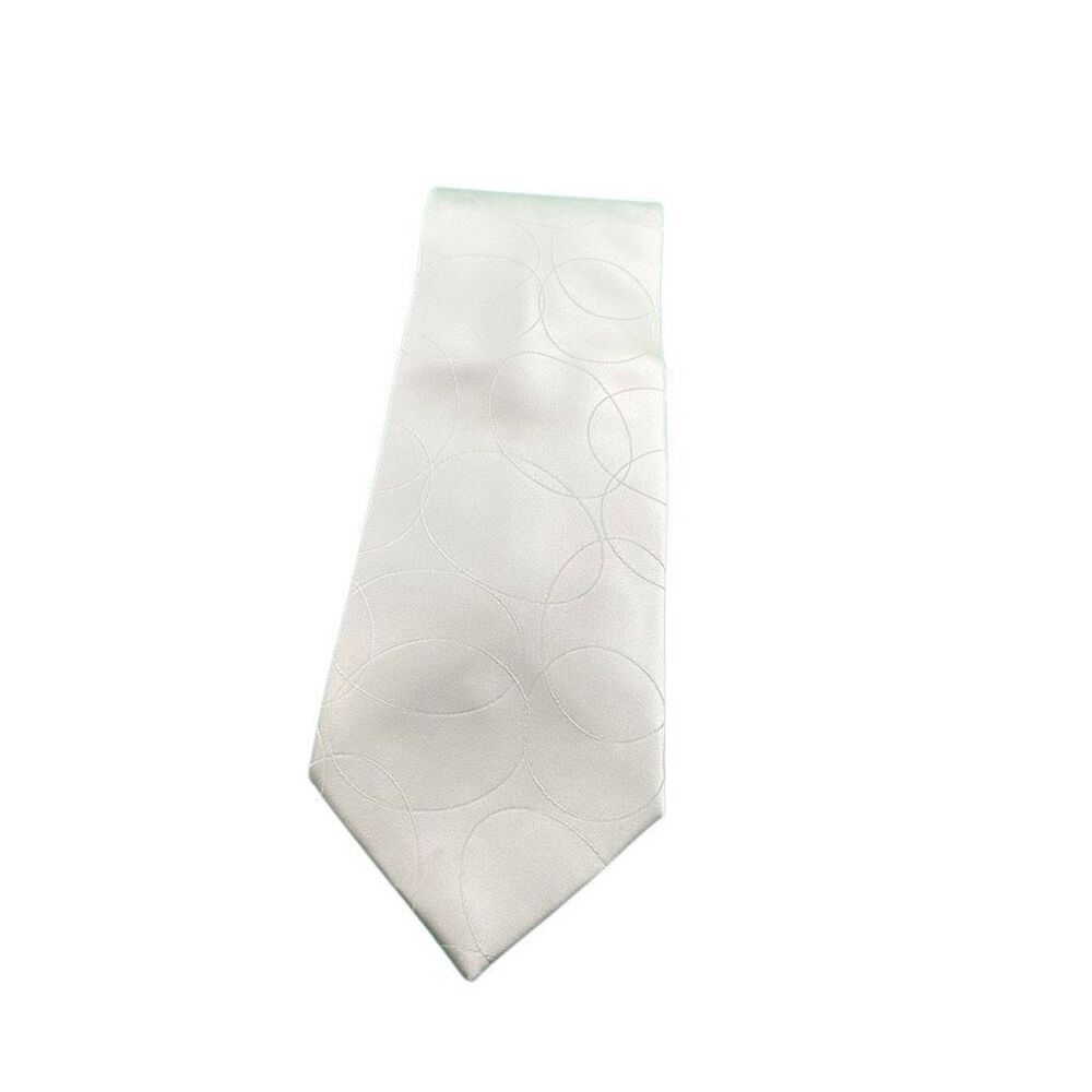 City of London White Geometric Circle Silk Tie Necktie